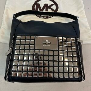Black Michael Kors silver square studded shoulder bag